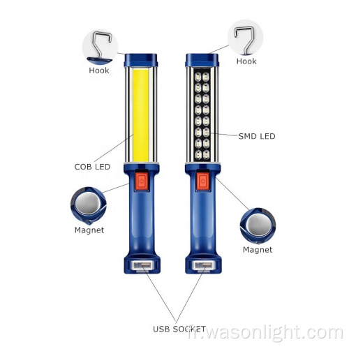 2023 La nouvelle source à double lumière Source USB USB Sécurité routière rechargeable SOS AVERTISSEMENT LED MAGNÉTIQUE LED AVEC BANK POWER